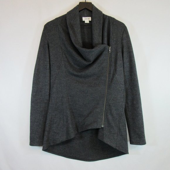 Helmut Lang Sweaters - Helmut Lang Gray Asymmetrical Zip Wool Sweater